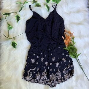Navy blue tribal print romper